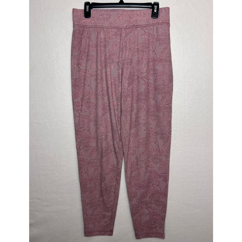 Lands End Women's Stretch Pull On Pants Legging Red Leaf Pattern Size Small 6-8